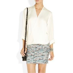 Michael Kors Silk Wrap-Effect Blouse, Cream